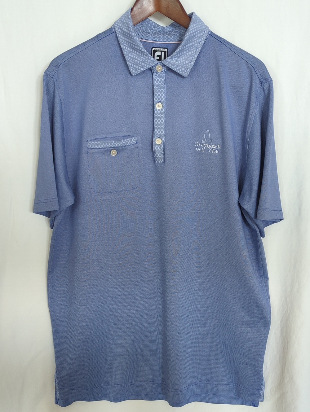 FootJoy Grayhawk Golf Club Men's Polo Shirt Large Blue Athletic Fit Pocket 26008